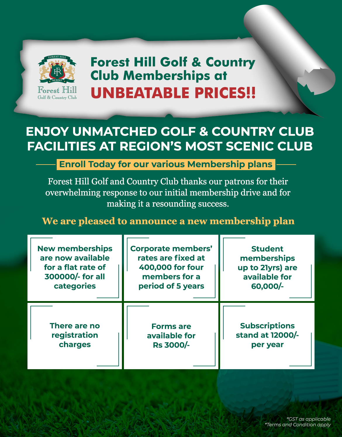 Forest Hill Golf & Country Club Membership FHR OPENS MEMBERSHIPS